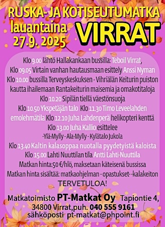 PT-matkat Virrat_Ruska- ja kotiseutumatka